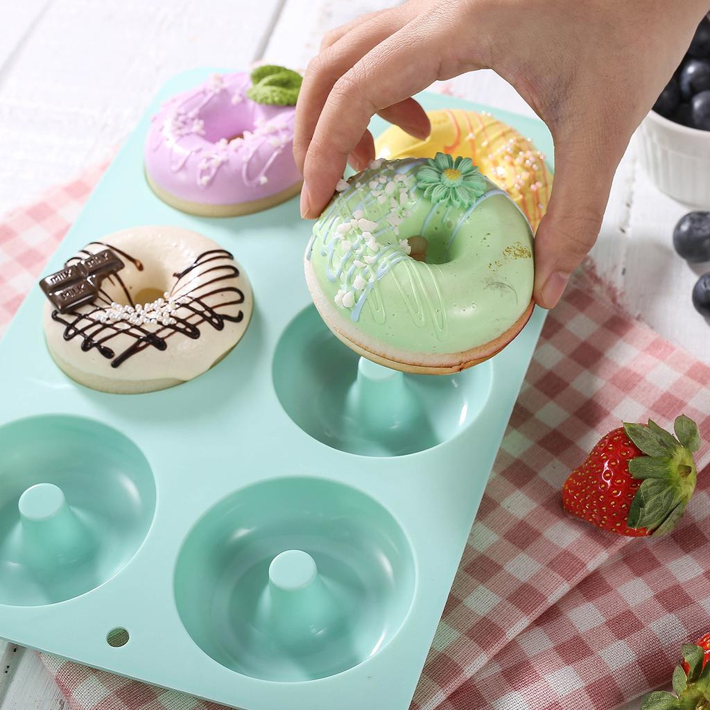 6 Holes Silicone Donut Baking Mold Macaron Color Non-Stick Silicone Bagels Pan BPA Free Cupcake Mould Biscuit Muffins Cake Mould