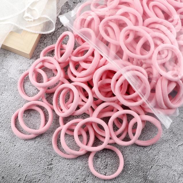 50 Solid Color Elastic Hair Ties - 4cm Girl's Ponytail Rings, Hot Sale Hair Accessories