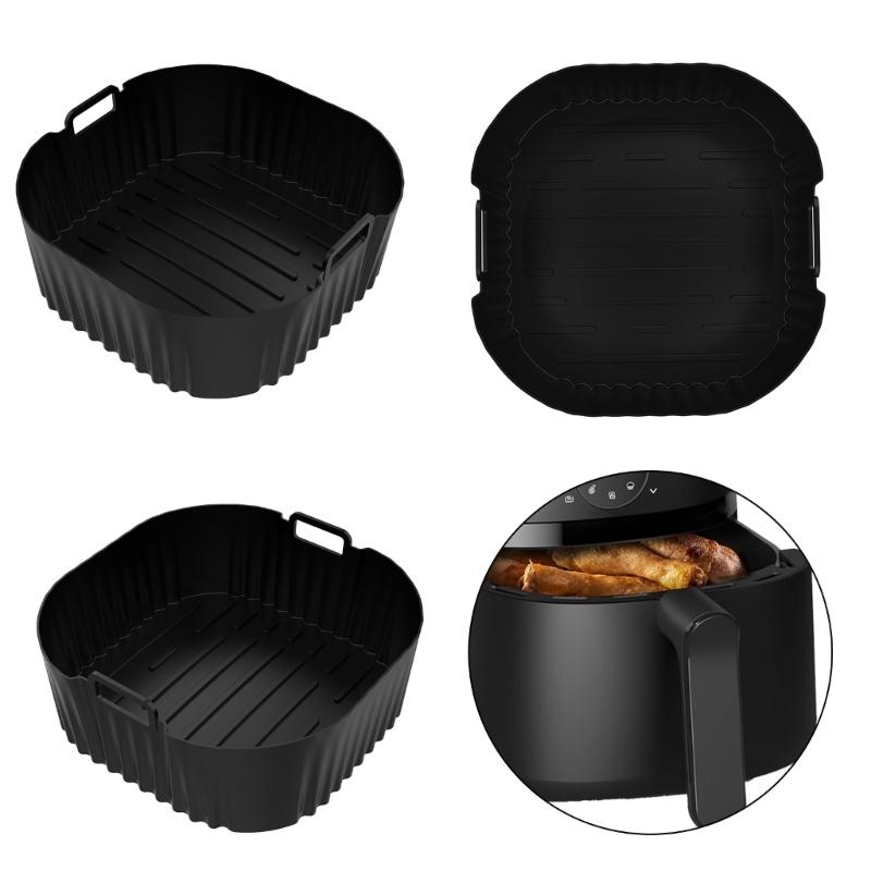 2PCS Square Cooking Mats Oven Safe Grilling Mats Silicone Texture Air Fryers Bowl Suitable for Kitchen Baking Use