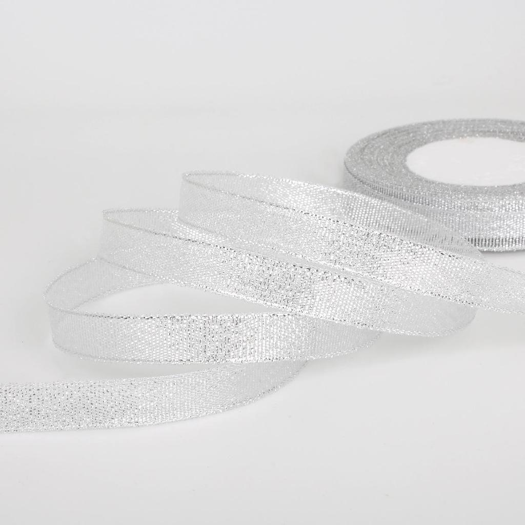 22m Złota i Srebrna Brokatowa Satynowa Wstążka do DIY Ciasta, Pakowania Prezentów Urodzinowych i Dekoracji