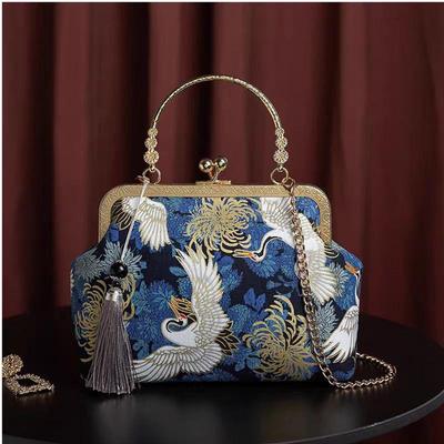 Elegantná čínska etnická kabelka Hanfu Cheongsam v retro štýle - Zlatá taška cez rameno/crossbody