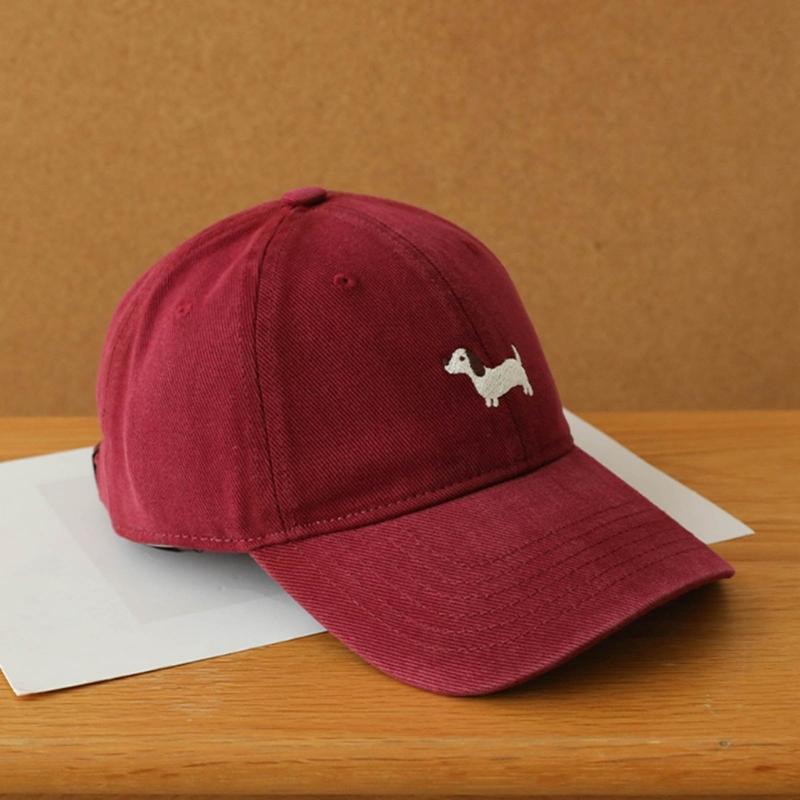 Breathable Cotton Blend Embroidered Puppy Design Adjustable Unisex Baseball Hat Multiple Colors