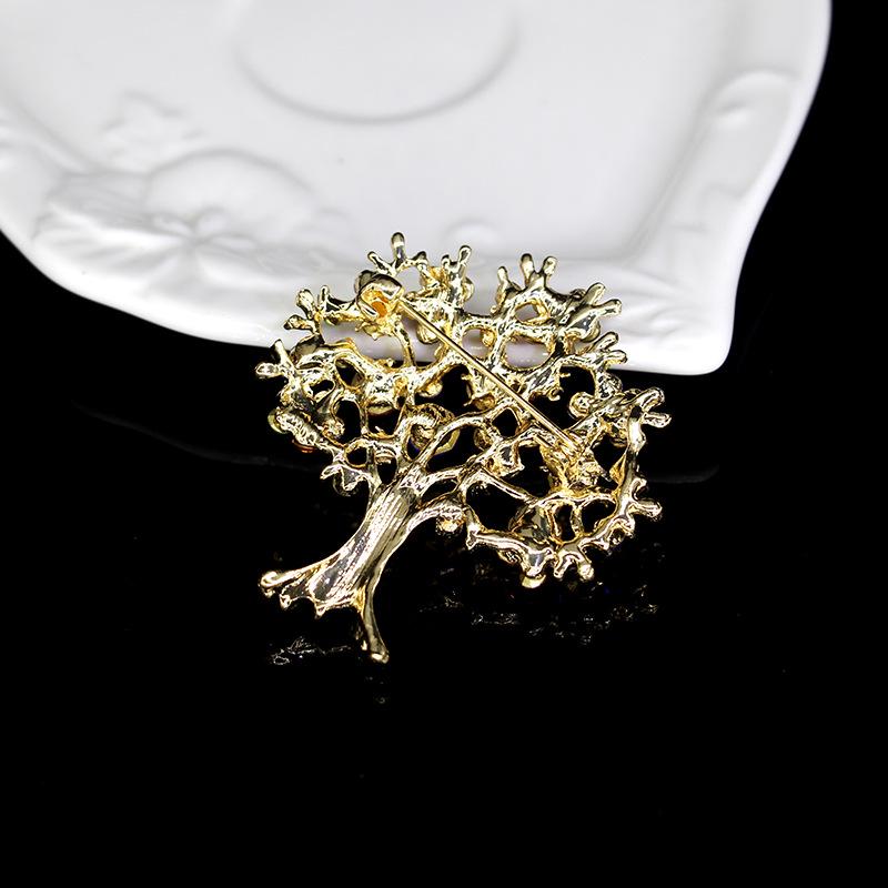 Colorful Rhinestone Christmas Tree Brooch - Creative Metal Corsage for Women's Suits