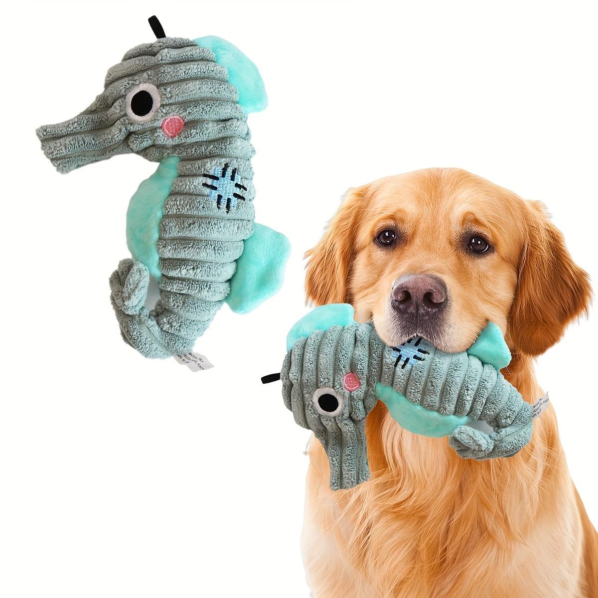 

Durable Plush Dog Chew Toy with Squeaker, Washable Interactive Dog Toy for Teeth Cleaning and Play Sea Horse