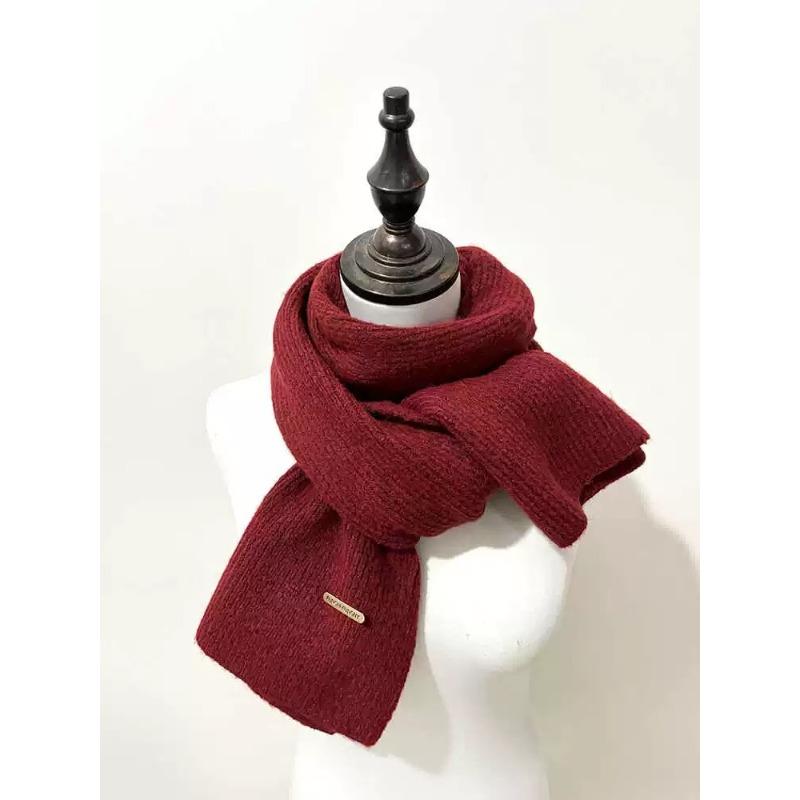 New Iron Label Wool Knitted Scarf Women's Couple Style Versatile Scarf for Men and Women Winter Small Scarf Men's Versatile