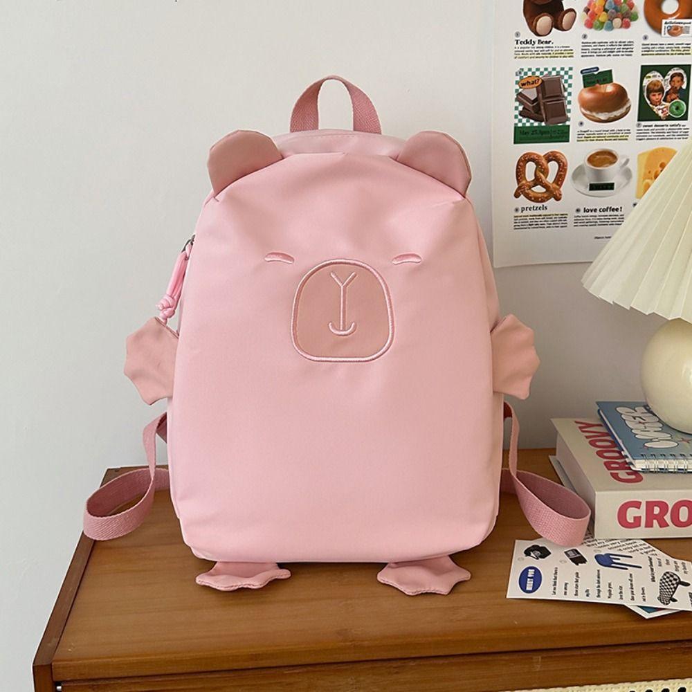 Kawaii Capybara Nylon Backpack Korean Style Cartoon Students Book Bag Capybara School Bag  Outdoor