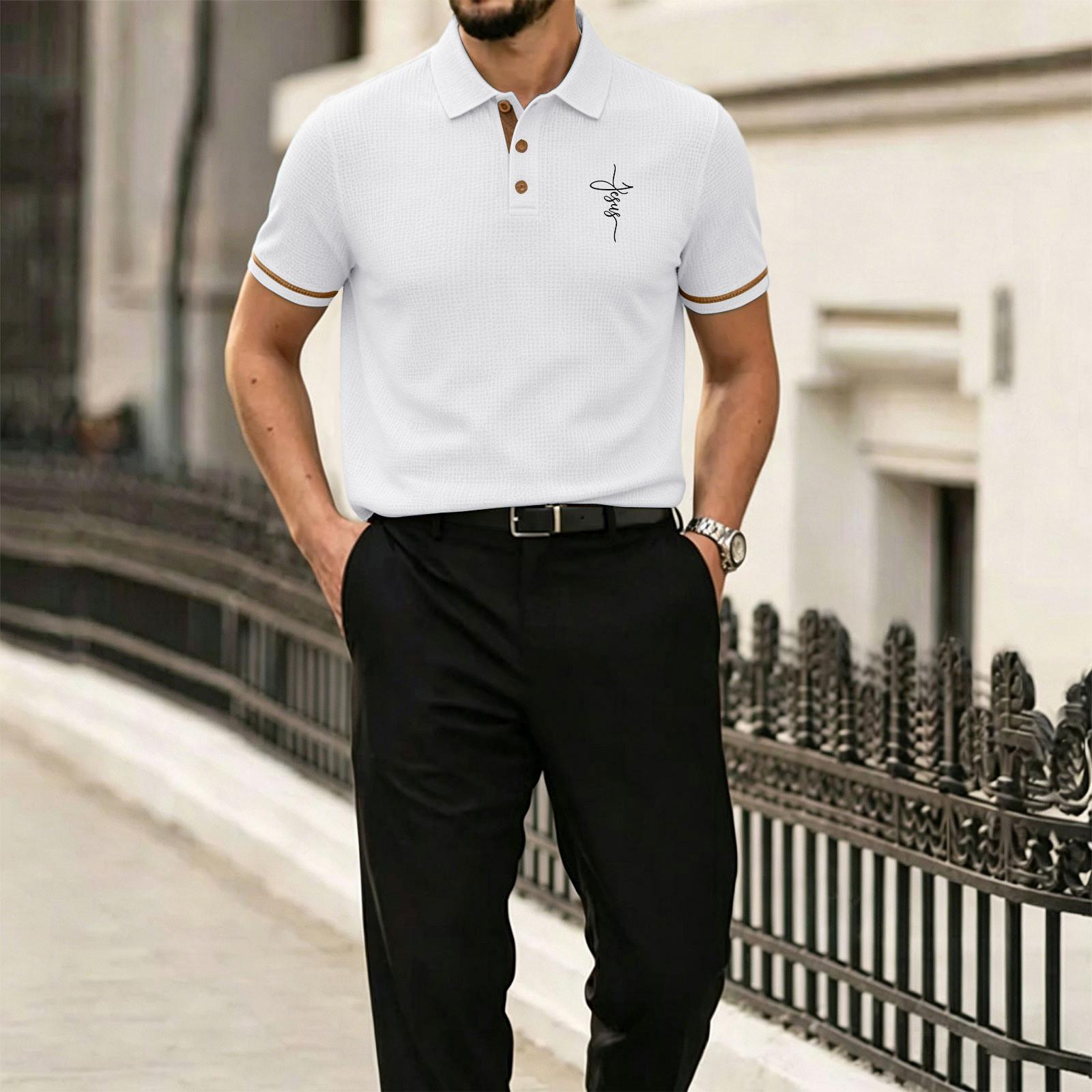 

Men Mesh Knit Short Sleeve Polo Shirt Breathable Ice Silk Fabric Classic Collar Button Design Casual Fit Summer Top XXL белый