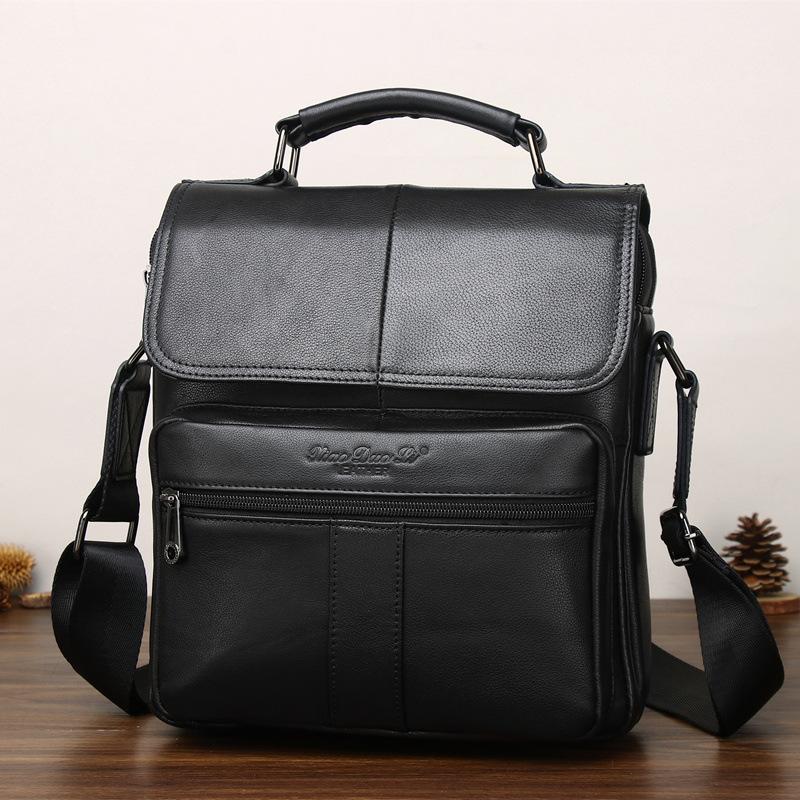 Новая ретро сумка-мессенджер из коровьей кожи с масляной восковой пропиткой, мужская сумка, кожаная сумка через плечо, модный портфель, сумка-тоут, рюкзак большой вместимости 24*10*26 чёрный