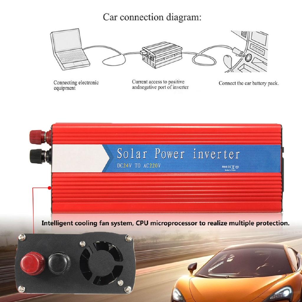 Voltage Transformer PEAK 6000W Car Power Inverter 12/24V To AC 220/110V USB Modified Sine Wave Red Universal Intelligent