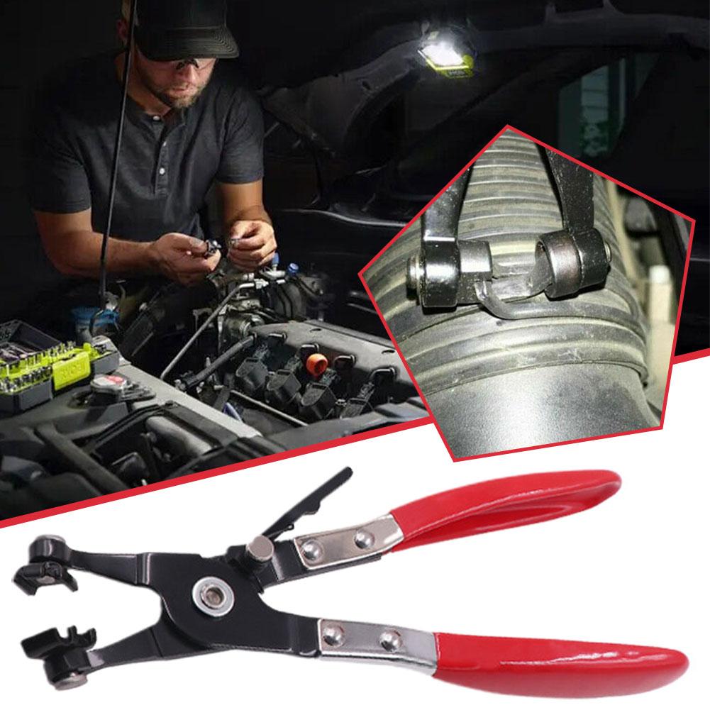 Auto-Rohrklemme, lange Schlauchklemmenzange für Kraftfahrzeuge, Werkzeug zum Entfernen von Rohrbündelklemmen mit geradem Hals, gerade Zange mit glattem Griff