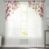 Pink And White Roses Sheer Curtains Bedroom Voile Curtain Living Room Window Sheer Curtains Kitchen Tulle Drapes