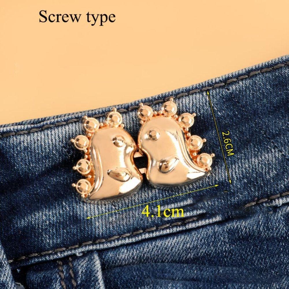 

Регулировка талии Джинсовые пуговицы Мультяшные животные Пряжка для талии Портативные булавки для брюк gold-dinosaur