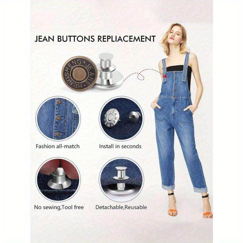 12Pcs/ Set Button Pins For Loose Jeans Pants, For Jean Button Tightener Replacement Adjustable Reusable Metal Clips Reduce Too Big Pants Waist