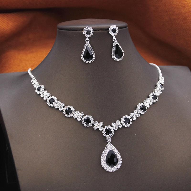 Rhinestone Flower Necklace Set for Women Choker Necklace and Earrings Party Birthday Wedding Dress Bridal Jewelry Sets Fashion