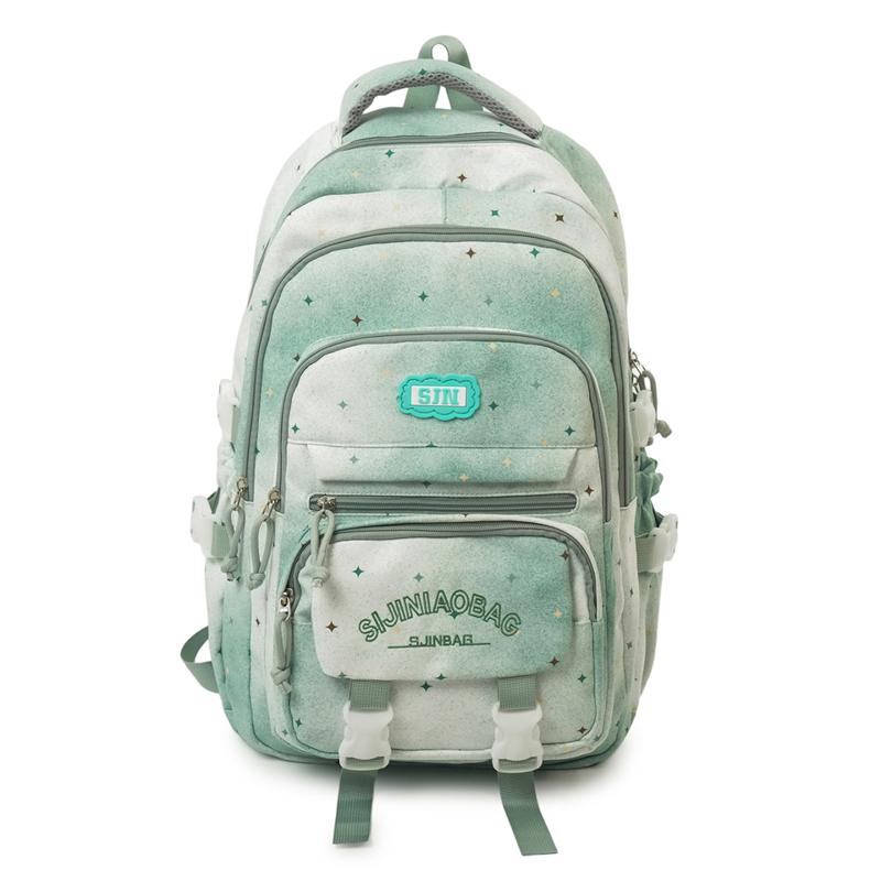 Color Block Women's Backpack Student Schoolbag Large Capacity Star Print Backpack