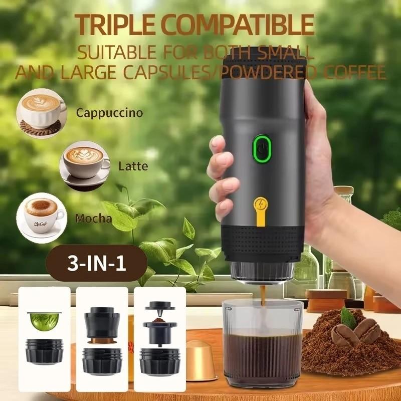 Portable 3 In 1 Espresso Maker Electric Travel Coffee Machine Office Travel Camping Coffee Powder & Coffee Capsul Coffee Maker