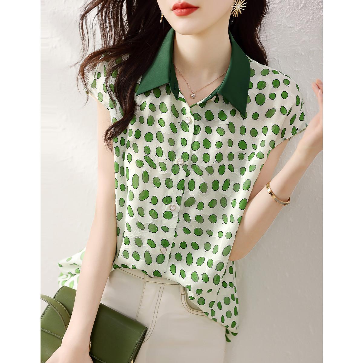 

Рубашка Fresh Summer Shirt New Commuter Versatile с короткими рукавами и лацканами в горошек 2XL