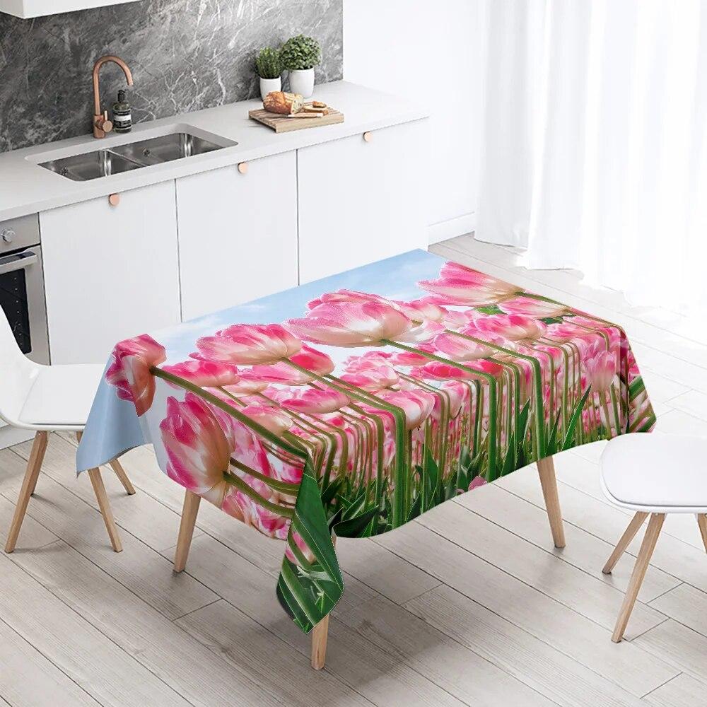 Blumentischdecke, Rose, Tulpe, Restaurant, Tischdekoration, Hochzeit, Antifouling, rechteckig