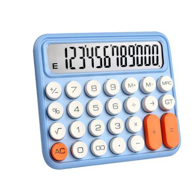 Cute Calculator 12 Digit Large LCD Display Mechanical Round Button Gradient Candy Colored Battery
