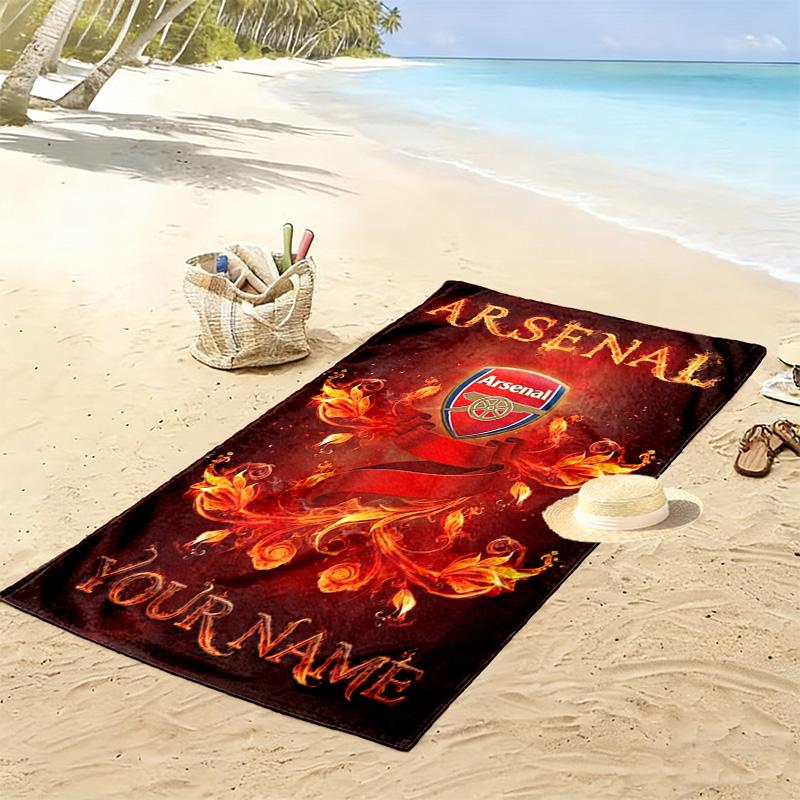Name Custom FC Logo Arsenal Print Beach Towel, Large Soft Quick Dry Towel for Beach Camping Swimming