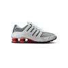 Nike Baskets Shox NZ Unisexes Blanc Rouge Université-Noir-Argent Métallique 378341-104