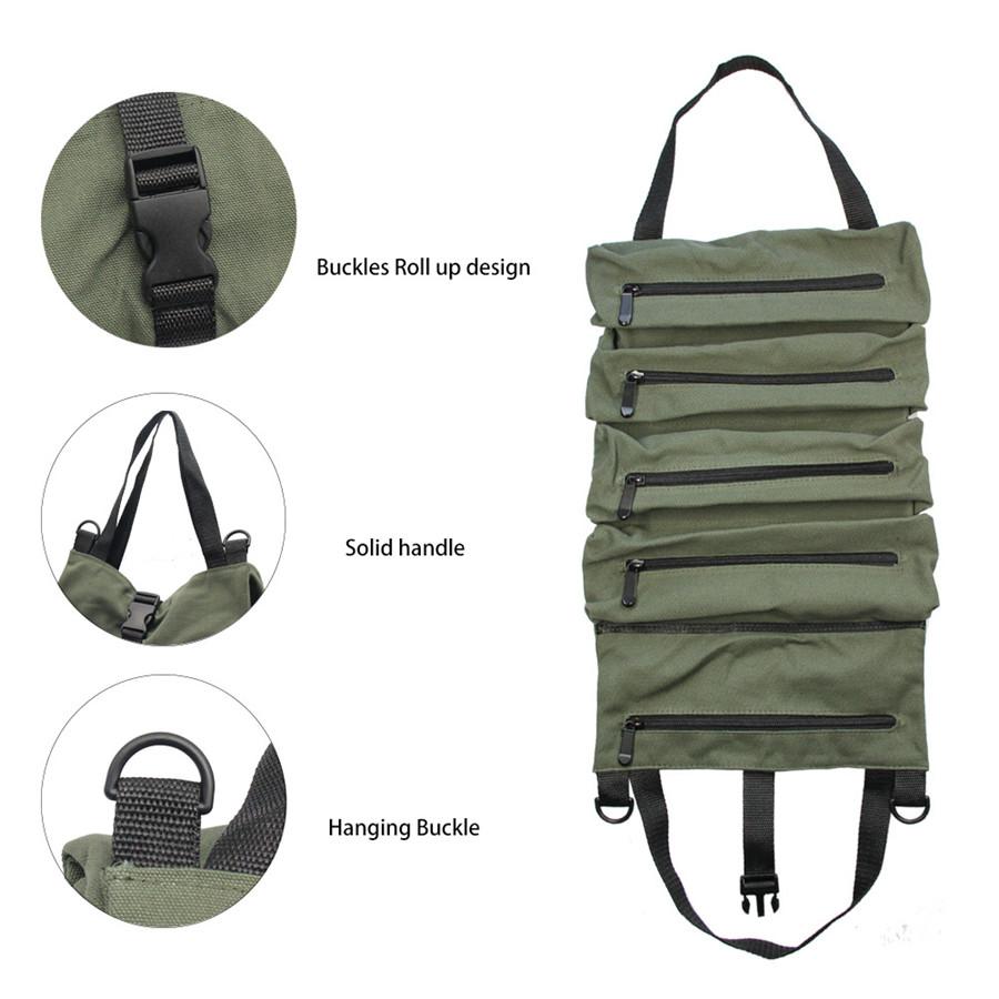 Hot Sale Roll Tool Roll Multi-Purpose Tool Roll Up Bag Wrench Roll Pouch Hanging Tool Zipper Carrier Tote