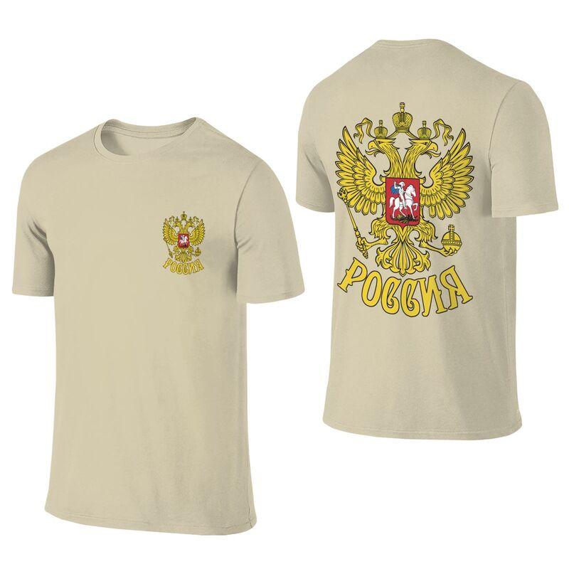 Custom Coat Of Arms Of Russia T Shirts Men Short Sleeve Russian national pride Tshirts Streetwear Tee Tops Pure Cotton Tshirt