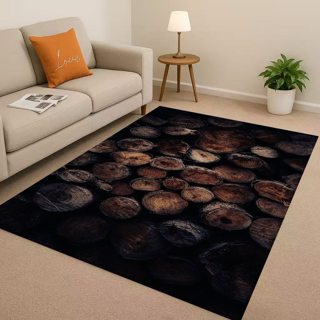Retro Wood Grain Tree Growth Ring Brown Gray Living Room Non Slip Area Rug Carpet for Bedroom Playroom Sofa,Home Decor Doormat