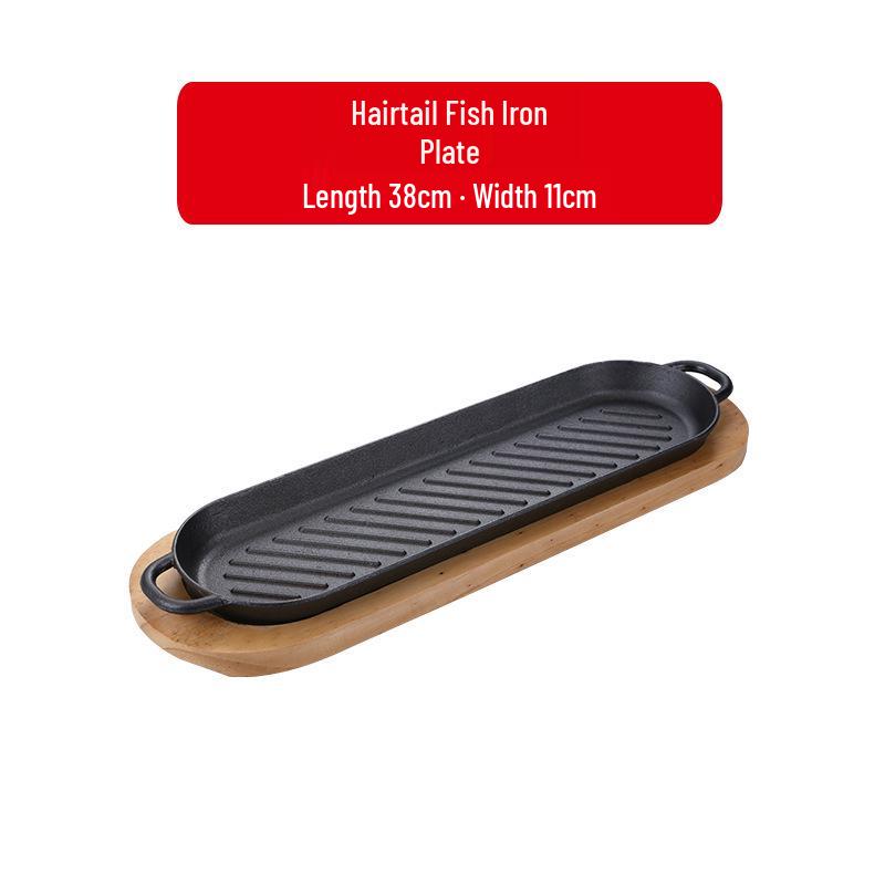 Commercial Cast Iron Round Griddle Pan for BBQ and Gas Grill - Rectangular Steak Plate