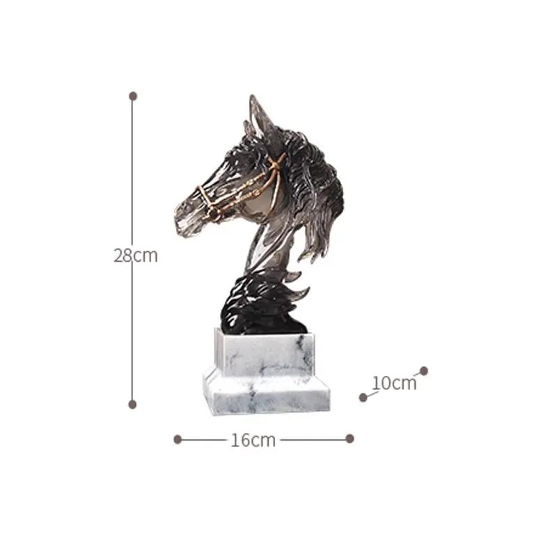 sculpture Horsehead ornament Great Strong War-Horse Sculpture Office wine cabinet decor ornaments Horse Head Statue Home Decor