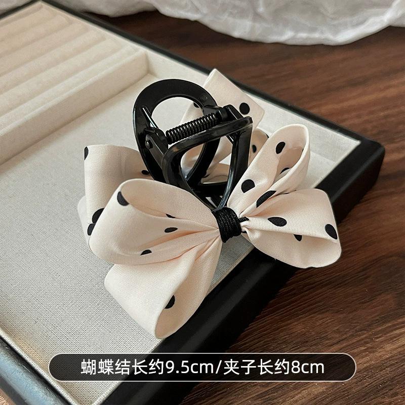 Black Polka Dot Bow Grab Clip Girl Back of Head Hair Clip Clip Headgear Hairpin Shark Clip