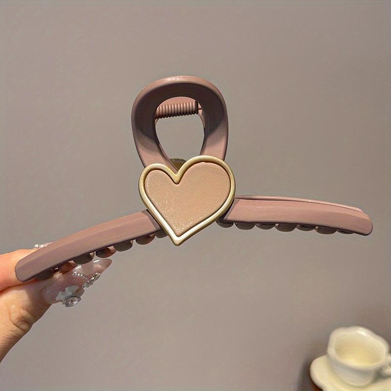 1pc Pince Crabe Cœur Dépoli Minimaliste Tendance Extra Large Mâchoire de Requin Chic Haut de Gamme Épingle à Cheveux Vent Petit Parfum Élégante Coiffe pour Femmes