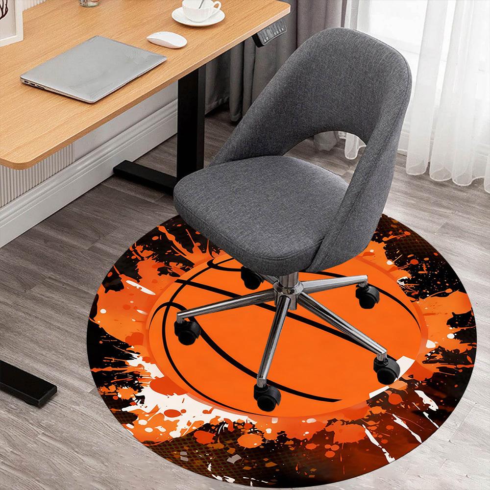 1PC Basketball Splash Round Chair mat Area Rug - Non-Slip, Floor Mat for Office, Bedroom, and Indoor Decor -Gift D1127215
