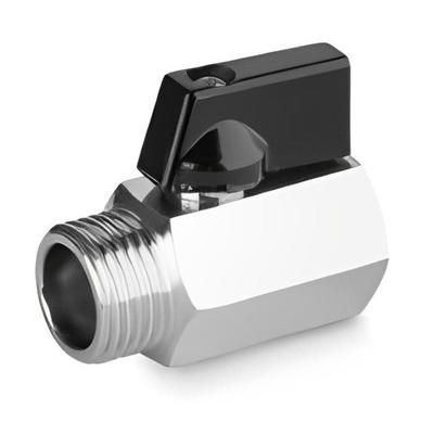 Mini robinet sphérique - KLASEBO - 1/2" (15x21) - Laiton chromé - Filetage 1/2" - Poignée ergonomique