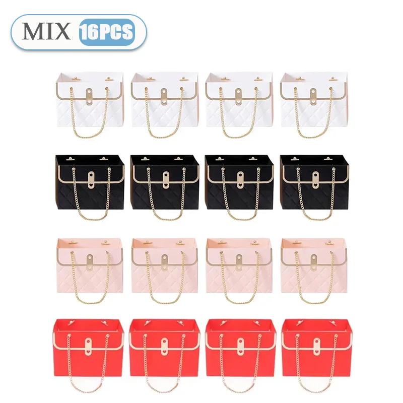 4-16PCS PortableRectangle Gift Bag for Flowers Hand Carry Festival Floral Bouquet Wrap Creative Fragrant Sachet Packaging Box