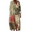 Dámské ležérní a módní šaty s dlouhým rukávem s květinovým potiskem a výstřihem do V šaty s dlouhým rukávem