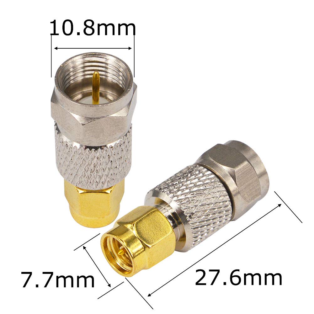 Leeyovk SMA F-Typ-Konvertierungsstecker SMA-Stecker F-Typ-Stecker Antennenkonvertierungsadapter SMA F-Typ-Terminal-Antennenkonvertierungsstecker Passend für TV