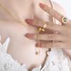 White Sea Shell Floral Shape Tulip Flower Imitation Pearl Fringed Retro Necklace Titanium Steel Girl Girlfriend