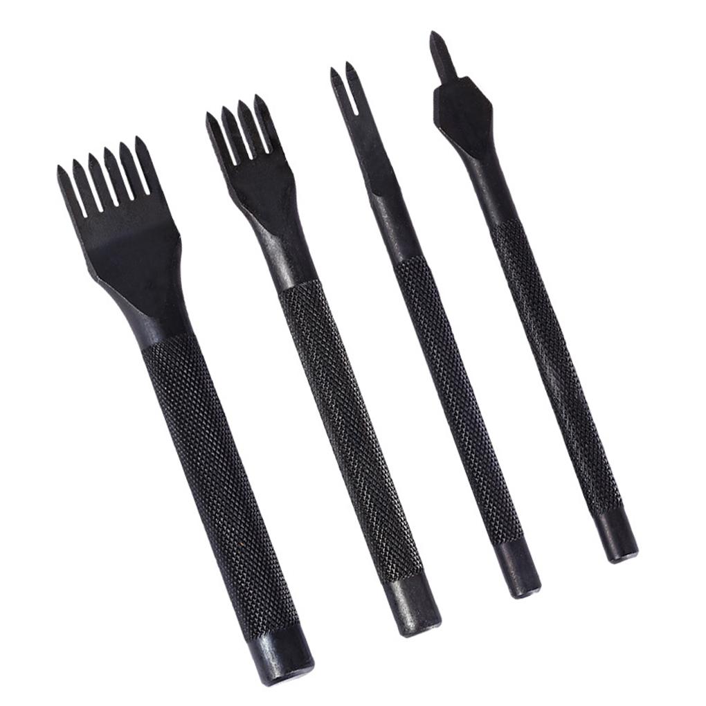 4PCS Hole Punches High Carbon Steel Hollow Punching Tool Smooth Sturdy Leather Craft Tools Working Adult Woman