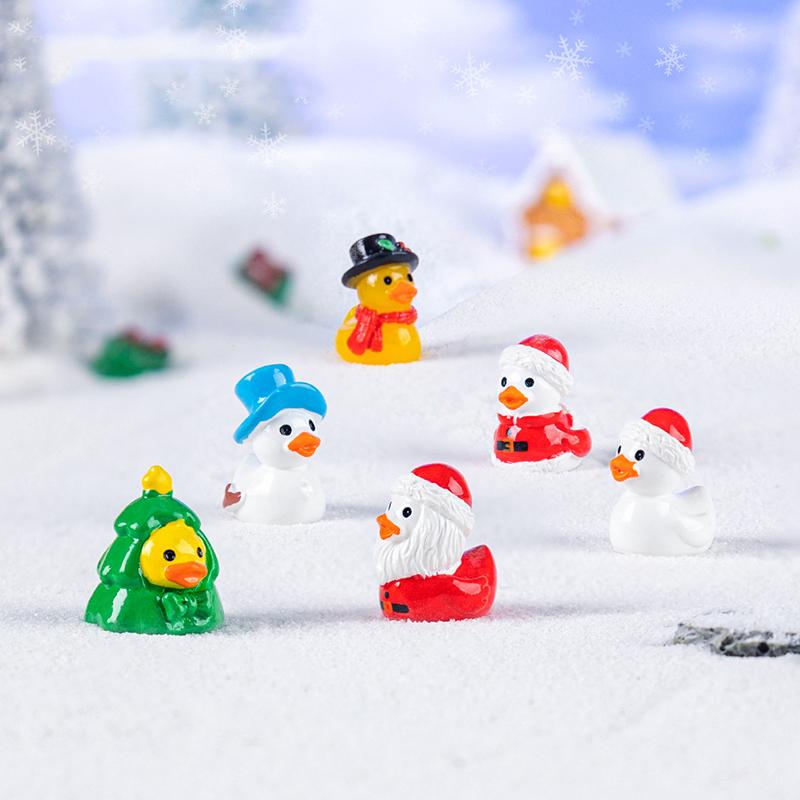 Söt Jul Liten Gul Anka Docka Snö Landskapsarkitektur Gör-det-själv Dekorationsaccessoarer Mikrolandskap Små Ornament Hantverk