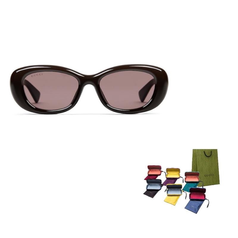 

GUCCI Solid Colour Design Injection Molded Rectangular Sunglasses Unisex Couple Brown 53 коричневый