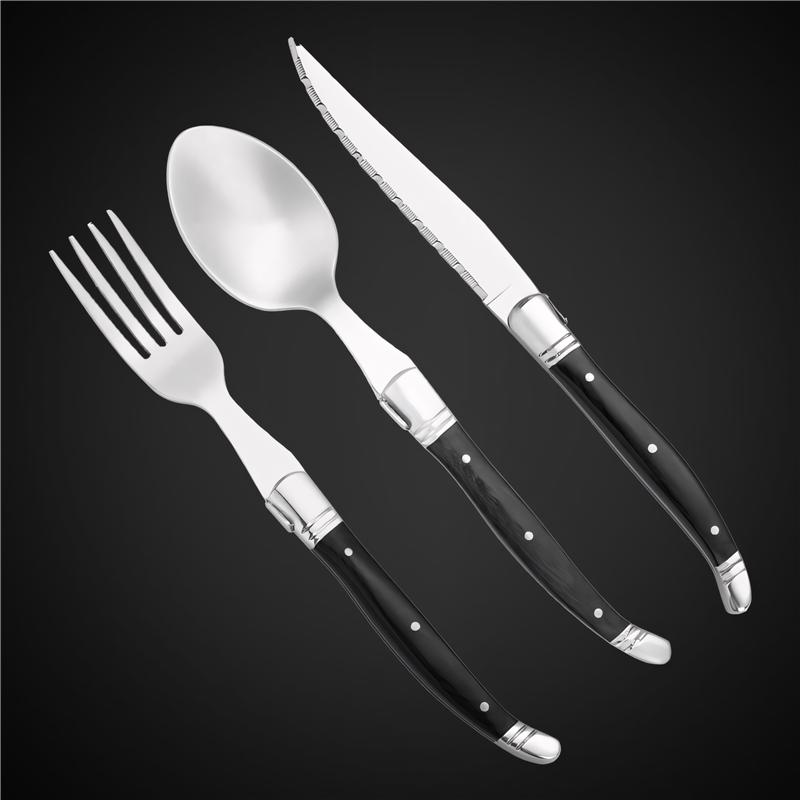 ABS Plastic Handle Stainless Steel Cutlery Sets Spoons Knives Forks and Teaspoon Western Restaurant Tableware Table Full Service