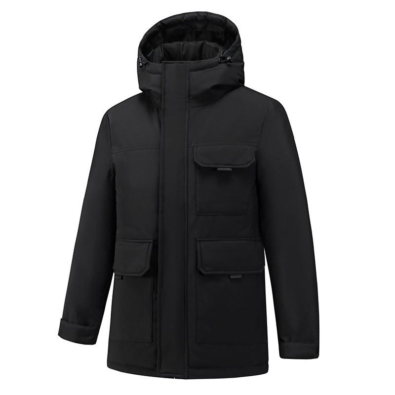 Mens Mid-Length Hiking Down Jacket Warm Outdoor Sports Coat Color Block Youth Style