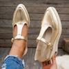 Fashion Women Gold High Heels Shallow Wedges Single Shoes Spring New Comfort Non-slip Ladies Fashion Comfortable Leather Single Shoes