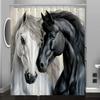 Digital Printed Horse Pattern Shower Curtain -  Reversible Polyester,  All-Season Woven Fabric for Bathroom/Home Decor