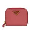 Used 11569 Saffiano Coin Purse 1MM268 QHH F0505 7943 Pink Zip Around Card Case with Triangle Logo Peonia Ladies from
