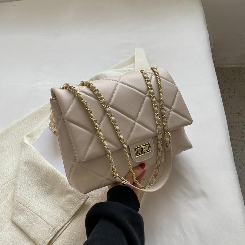 

Осенняя новая модная однотонная сумка-цепочка ромбовидной формы Xiaoxiang, женская сумка через плечо бежевый