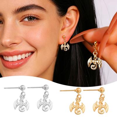 1 Pair Stud Earrings Mini Flying Dragon Design Hypoallergenic Polished Glossy Texture Drop Earrings Parties Accessories