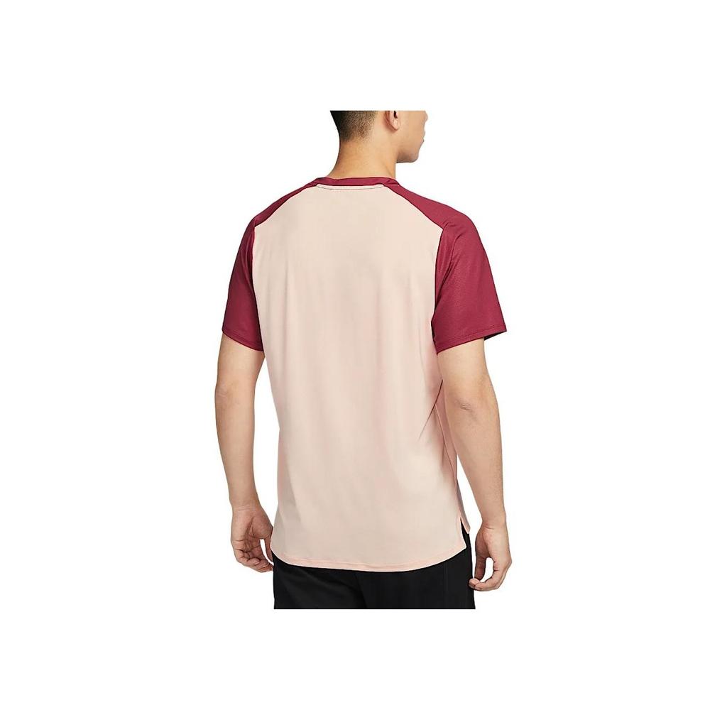 Nike Court Advantage Dri-Fit FW24 Logo Quick-Dry Breathable Color-Block Tennis T-Shirt Men Tops Team-Red Washed-Coral White FZ9846-677