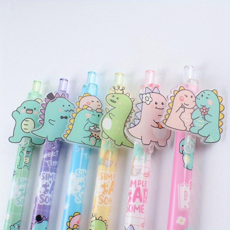 48pcs Cartoon Gel Pen Cartoon Dinosaur Stickers Creative Ink Gel Pen Cartoon Promotional Gifts Office Supplies, Creative 0.5 Black School Statione